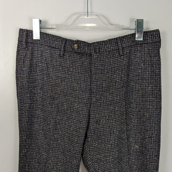 PT Torino Super 100’s Slim Fit Wool Silk Tweed Dress Pants Gray Black Italian 50 - Picture 3 of 14